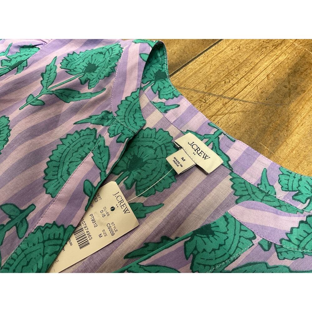 J. Crew Womens Floral Puff Sleeve Tiered Cover Up Sundress Size Medium - Picture 2 of 11
